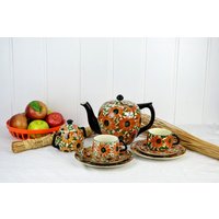 Kaffee Teeservice Sonnenblumen Reihnsberg Handmalerei Art Deco Bauhaus Keramik Vintage Design Landhaus Service Pottery Dishes 30Er von DesignVintageShopDE