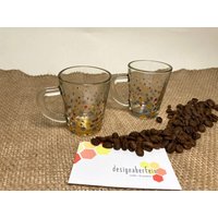 2Er Set Handbemalte Espresso Tassen Gläser Im Metallic Punkte Design von Designaberfein