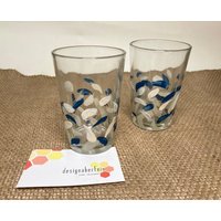 2Er Set Trinkgläser Wassergläser Glas Handbemalt in Abstraktem Design Blau Und Beige Tönen 2Er Set Trinkgläser Wassergläser Glas Handbemalt in Abstraktem Design Blau Und Beige Tönen von Designaberfein