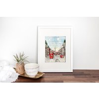 London Aquarell Print Peccadilly Circus in Der Regent Street von DesignbyStreetlight