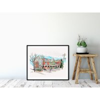 Toronto Häuser Aquarell Druck Funky Urban Sketch Kunst von DesignbyStreetlight