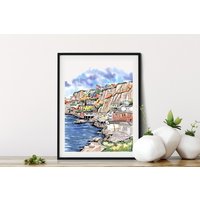 st John's Neufundländer Aquarell Kunstdruck Bunte Reihenhäuser st John's Neufundländer Aquarell Kunstdruck Bunte Reihenhäuser von DesignbyStreetlight