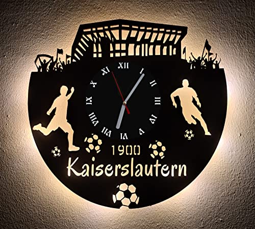 Designbysh Fußball Fan LED Wanduhr Kaiserslautern Fanartikel Wanduhr Geschenk Fußballfan von Designbysh