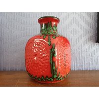 Bay Keramik Vase Rot Grün 60Er 70Er Keramikvase Midcentury Modernist Design Wgp Designclassics24 von Designclassics24
