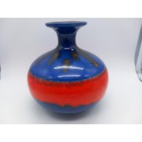 Carstens Vase Keramik Keramikvase 70Er Rot Blau Seltenes Design Fat Lava Designclassics24 von Designclassics24