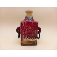 Heibi Keramik Seltene Vase Mit Reliefdekor Und Metallringen 70Er Pop Art Wgp von Designclassics24