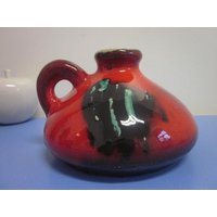 Rera Vase Keramikvase Lava Lavaglasur 60Er 70Er Fat Lava Rot Grün von Designclassics24