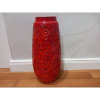Scheurich Bernina Bodenvase Vase Keramik Keramikvase Orange Rot 70Er Wgp Designclassics24 von Designclassics24