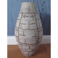 Scheurich Vase Bodenvase Kardiogramm-Dekor 50Er 60Er Seltenes Design von Designclassics24