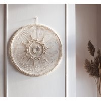Rundes Makramee Wand Kunst Mandala Wandbehang Natur Jute Ornament Faser Dekor Über Dem Bett von DesigndeDIURA
