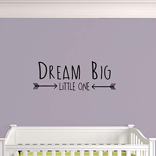 Wandaufkleber / Wandtattoo, englischer Text: Dream Big Little One, Geeignet für Kinderzimmer, Spielzimmer, Wohnbereich, hochwertiges Vinyl b. Black von Designdivil Wall Art