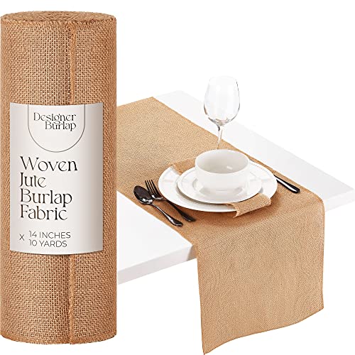 Designer Burlap Tischläufer – für Esszimmer im BauernhausStil – JuteRolle gewebter JuteStoff Tischsets oder Tafelaufsätze – rustikale Heimdekoration für Kaffee, Tee und OutdoorTische – Lange von Designer Burlap