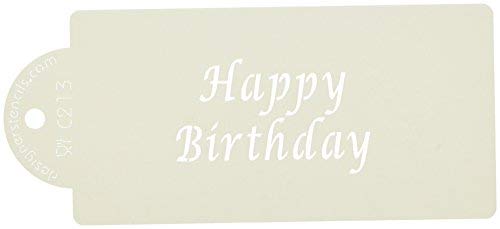 Designer Stencils C213 Happy Birthday Visitenkarten Keksschablone beige/halbtransparent von Designer Stencils