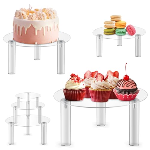 3Pcs Acrylic Cake Stands, Cake Display Holder for Dessert Cake Pizza Cupcake, Countertop Dessert Display Riser for Birthday Wedding Anniversaries Party Decor, Transparent von DesignerBox