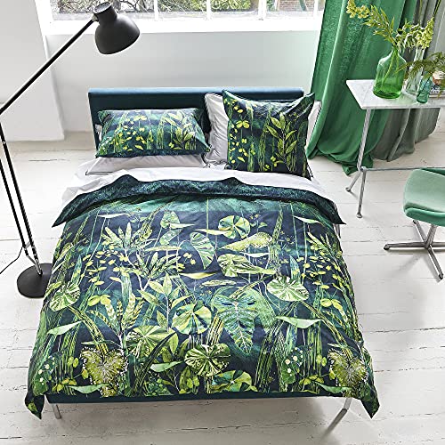 Designers Guild Arjuna Leaf Bettbezug, Baumwolle, Viridian, 140 x 200 cm von ESSIX