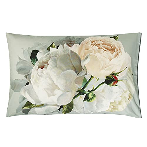 Peonia Grande Kopfkissenbezug, Bedruckt, Baumwoll-Satin, 50 x 75 cm, Grau, Peonia Grande von Designers Guild