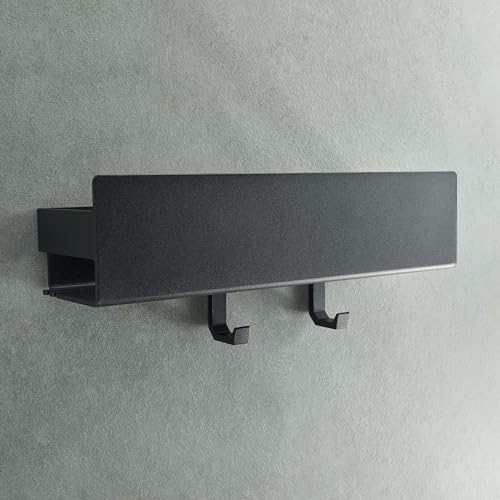 Designfabrik Hamburg Duschablage ohne Bohren | Badezimmer Organizer | Duschregal ohne Bohren | Badregal | Hängeregal | Wandregal | Duschkorb selbstklebend | Duschablage Schwarz 30 cm von Designfabrik Hamburg