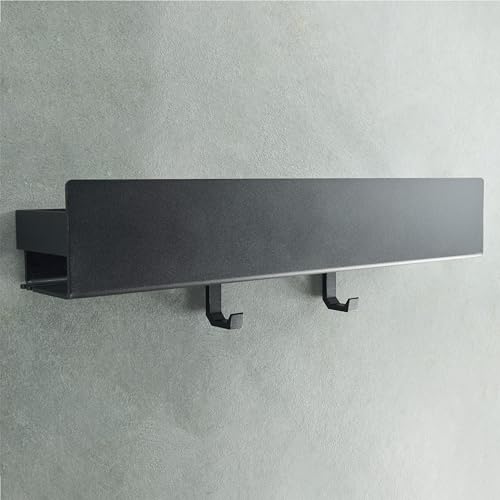 Designfabrik Hamburg Duschablage ohne Bohren | Badezimmer Organizer | Duschregal ohne Bohren | Badregal | Hängeregal | Wandregal | Duschkorb selbstklebend | Duschablage Schwarz 42 cm von Designfabrik Hamburg