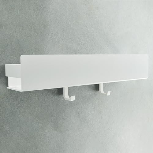 Designfabrik Hamburg Duschablage ohne Bohren | Badezimmer Organizer | Duschregal ohne Bohren | Badregal | Hängeregal | Wandregal | Duschkorb selbstklebend | Duschablage Weiß 42 cm von Designfabrik Hamburg