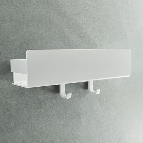 Designfabrik Hamburg Duschablage ohne Bohren | Badezimmer Organizer | Duschregal ohne Bohren | Badregal | Hängeregal | Wandregal | Duschkorb selbstklebend | Duschablage Weiß 30 cm von Designfabrik Hamburg
