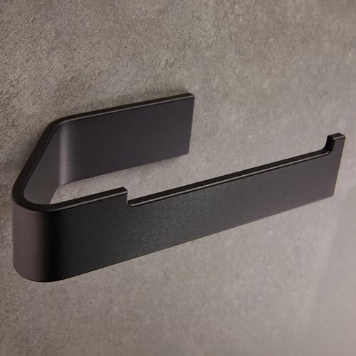 Designfabrik Hamburg Toilettenpapierhalter ohne Bohren | Klopapierhalter zum Kleben | Klorollenhalter Bad | WC Rollenhalter selbstklebend | Toilettenpapierhalter Schwarz | Modernes Design von Designfabrik Hamburg