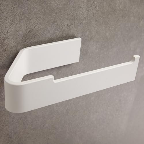 Designfabrik Hamburg Toilettenpapierhalter ohne Bohren | Klopapierhalter zum Kleben | Klorollenhalter Bad | WC Rollenhalter selbstklebend | Toilettenpapierhalter Weiß | Modernes Design von Designfabrik Hamburg