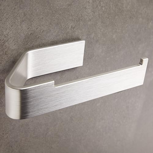 Designfabrik Hamburg Toilettenpapierhalter ohne Bohren | Klopapierhalter zum Kleben | Klorollenhalter Bad | WC Rollenhalter selbstklebend | Toilettenpapierhalter Silber | Modernes Design von Designfabrik Hamburg