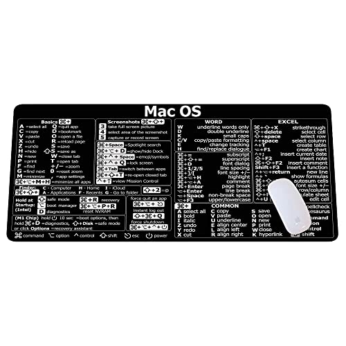 Designfullprint Mac OS Shortcuts, Excel Shortcuts Spickzettel, Mac OS (M1 + Intel) + Word/Excel (für Mac) Kurzanleitung Tastaturkürzel, Tastaturmatte, Mac OS Shortcuts Mauspad, Trader Mauspad Mat HG von Designfullprint