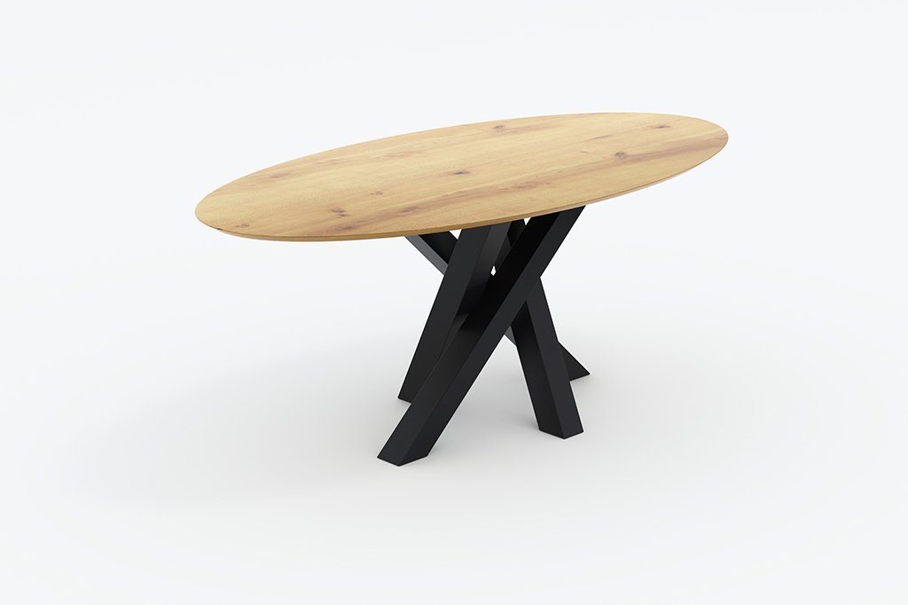 designimpex Esstisch Design Esstisch MNE-1 Eiche Natur - Schwarz matt Echtholzfurnier Tisch von Designimpex