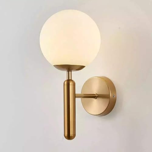 Design-Wandleuchte mit Glaskugel, Halo, goldfarben, warmweiß von Designix