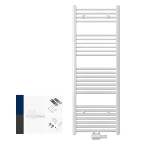 DESIGNO Badheizkörper Logatherm 1000x600 | inkl. Buderus Logafix Universalarmatur Set - Montagezubehör |Wärmeleistung 496 Watt |Mittel- Seitenanschluss | weiss | Handtuchhalter von Designo