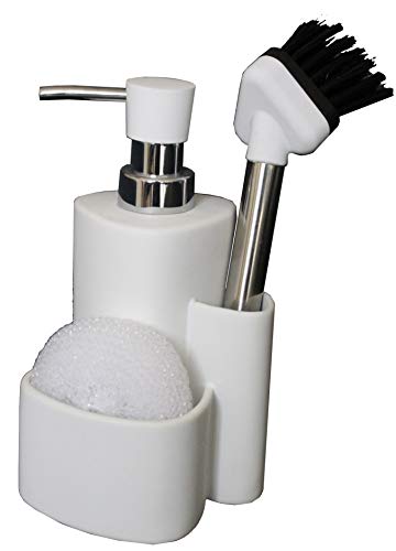 Keramik Küche Geschirrspülen Set Seifenspender Schwamm Topfreiniger Spülbürste Caddy Organizer Set von Designo