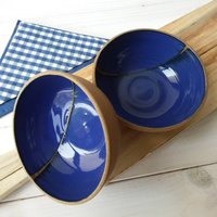 Blaue Keramikschale, Keramik, Dip-Schale, Braune Moderne Kleine Schale, Servierschale von DesignsByViviH