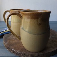 Keramik-Becher, 16 Fl Oz Keramik Tasse, Muttertagsgeschenk, Beige Becher, Große Kaffeebecher, Kaffeetasse, Kaffee-Liebhaber-Geschenk, Blaue Tasse von DesignsByViviH