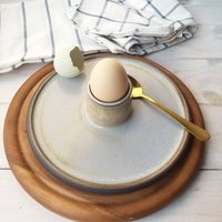 Keramik Eierbecher Mit 20 cm Teller, Moderner Grau Blau Soft Boiled Egg Heber von DesignsByViviH