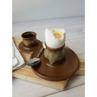 Keramik Eierbecher Mit Teller, Weich Gekochter von DesignsByViviH