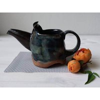 Keramik-Teekanne, Keramik-Kaffeekanne, Keramik-Krug, Blau-Grün-Teekanne, Dunkelfarbiger Krug, Hochzeitsgeschenk von DesignsByViviH