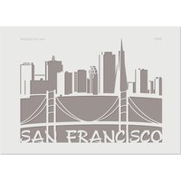 Schablone San Francisco in 2 Varianten Erhältlich | Mit Skyline Und Golden Gate Brücke Für Wandbild Diy-Projekte von DesignsForYouShop