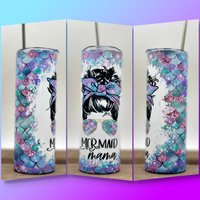 20Oz Becher Meerjungfrau Edelstahl Mit Stroh | Geschenk Für Sie Mädchen Mama #momlife Becher, Mom Bun Skinny Tumbler von DesignsbyLGH