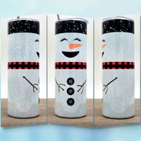 Glitzer Schneemann 20 Unze Skinny Becher - Weihnachten Bedruckt Kunstglitzer von DesignsbyLGH