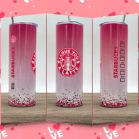 I Love You A Latte Starbucks Becher - Rosa Herzen Valentinstagsbecher - Pinke Tasse - Pink Faux Glitter Becher von DesignsbyLGH
