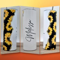 Sonnenblume Add Your Own Text Name Monogramm Sublimation Tumbler Designs Floral von DesignsbyLGH