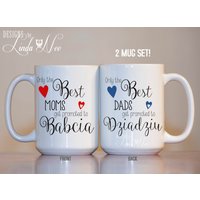 Babcia Geschenk, Dziadziu Tasse Set Geburt Ankündigung Tasse, Baby Becher Reveal Geschenk Becher Großeltern Mph203 von DesignsbyLindaNeeToo