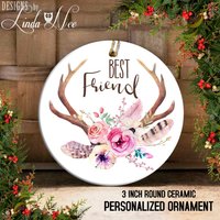 Beste Freundin Ornament, Boho Geschenk Für Beste Weihnachtsgeschenk Weihnachten Ornament Personalisiert Oph103 von DesignsbyLindaNeeToo