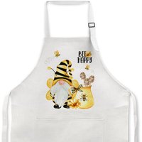 Biene Happy Schürze, Bienenwichtel Küchendeko, Frühling Küchenschürze, Landhaus Küchengeschenk Hummel Schürze Mit Taschen 7-Sum016 von DesignsbyLindaNeeToo