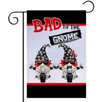 Biker Zwerg Gartenfahne - Harley Gnome Girl Und Guy Schild, Motorrad Dekor, Niedliches Zwergenschild, Outdoor Flagge, Hausflagge 7-Sum001 von DesignsbyLindaNeeToo