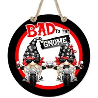 Biker Wichtel Keramik Schild - Harley Gnome Rundes Girl Und Guy Schild, Motorrad Dekor, Niedliches Türschild 7-Sum001 von DesignsbyLindaNeeToo