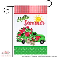 Hallo Sommer Wassermelone Garten Flagge, Bauernhof Dekor, Outdoor Flagge 30x45 cm J-Hel002 von DesignsbyLindaNeeToo