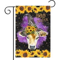 Halloween Garten Flagge, Süße Färse Hexe Hof Dekoration, Kuh Haus Herbst Zeichen, Willkommen Dekor 8-Hal001 von DesignsbyLindaNeeToo