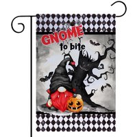 Halloween Gnom Gartenfahne, Dracula Mit Kürbissen Hof Dekoration, Zu Biss Haus Flagge Herbst Gartenschild Willkommen 7-Hal006 von DesignsbyLindaNeeToo